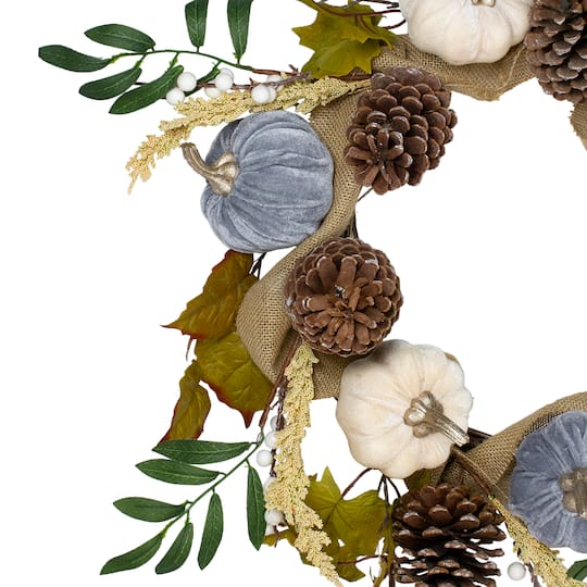 24" Pumpkins Foliage Grapevine Thanksgiving Wreath
